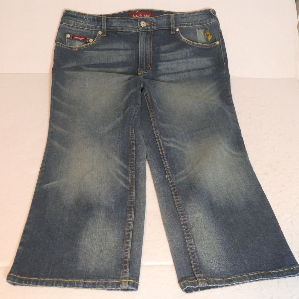 Baby Phat Womens Jeans 16 Blue Capri Y2K Embroidered Logo Streetwear Hip Hop